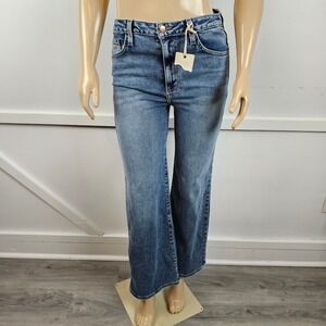 LTJ Genoa Wide Leg Crop Blue Wash Denim Jeans Size 28